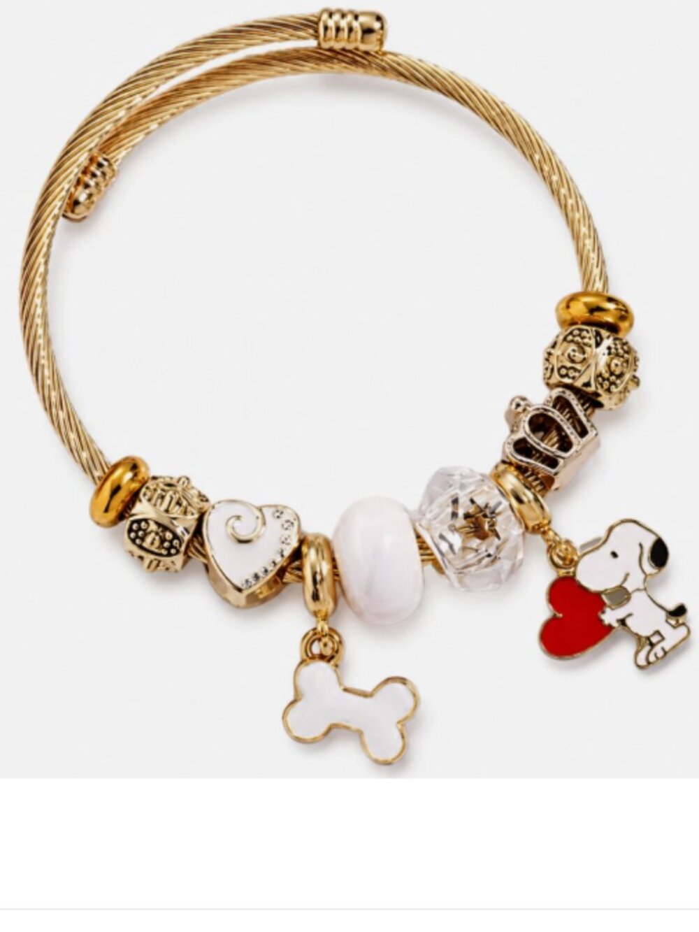 Dog Snoopy BBF Love European-style Charm Bracelet Wire Bangle Pendant Jewelry